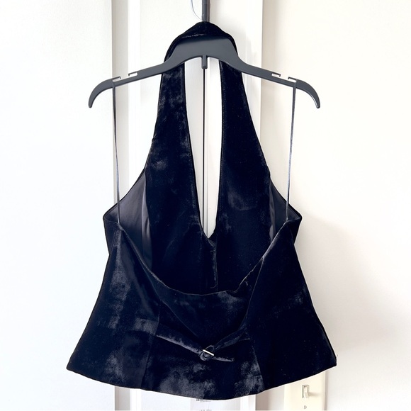 Zara Velvet Steampunk Cosplay Goth Black Halter Open Back Vest Women’s Large - Picture 2 of 15